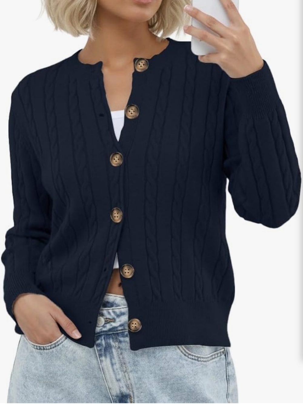 EUC Navy Cable Knit Cardigan